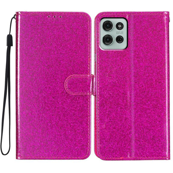 For Motorola Moto G86 5G Glitter Powder Flip Leather Phone Case(Rose Red)