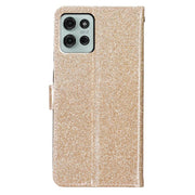 For Motorola Moto G86 5G Glitter Powder Flip Leather Phone Case(Gold)