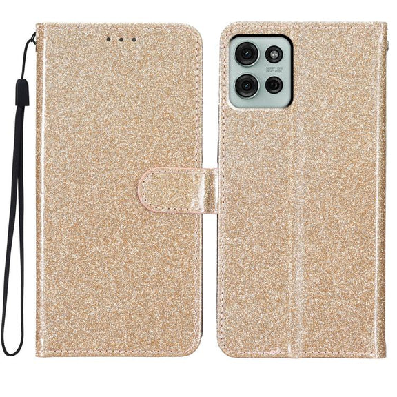 For Motorola Moto G86 5G Glitter Powder Flip Leather Phone Case(Gold)