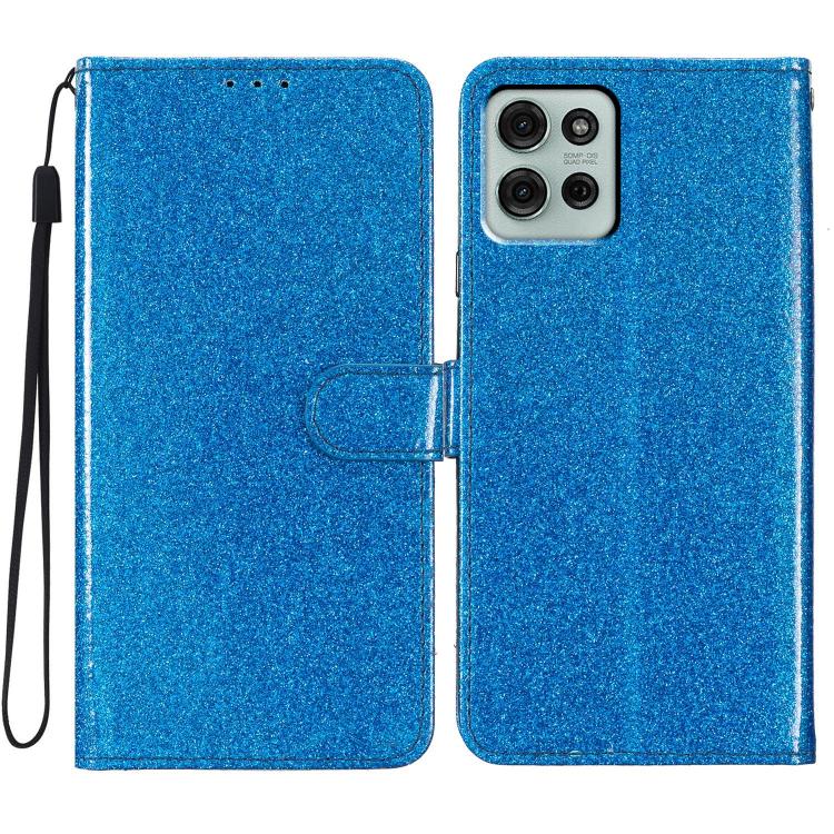 For Motorola Moto G86 5G Glitter Powder Flip Leather Phone Case(Blue)