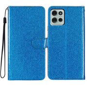 For Motorola Moto G86 5G Glitter Powder Flip Leather Phone Case(Blue)