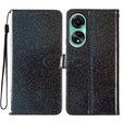 For OPPO A38 4G Glitter Powder Flip Leather Phone Case(Black) - A38 Cases by PMC TechLife | Online Shopping South Africa | PMC TechLife | Buy Now Pay Later Mobicred