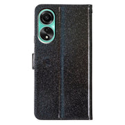 For OPPO A38 4G Glitter Powder Flip Leather Phone Case(Black)