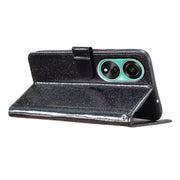 For OPPO A38 4G Glitter Powder Flip Leather Phone Case(Black)