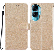For Honor 90 Lite Glitter Powder Flip Leather Phone Case(Gold)