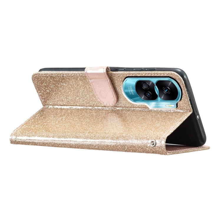 For Honor 90 Lite Glitter Powder Flip Leather Phone Case(Gold)