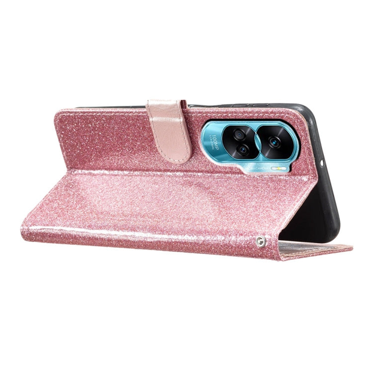 For Honor 90 Lite Glitter Powder Flip Leather Phone Case(Rose Gold)