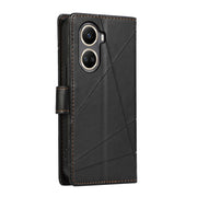 For Huawei nova 10 SE PU Genuine Leather Texture Embossed Line Phone Case(Black)