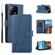 For Xiaomi 13 PU Genuine Leather Texture Embossed Line Phone Case(Blue) - 13 Cases by PMC TechLife | Online Shopping South Africa | PMC TechLife | Buy Now Pay Later Mobicred