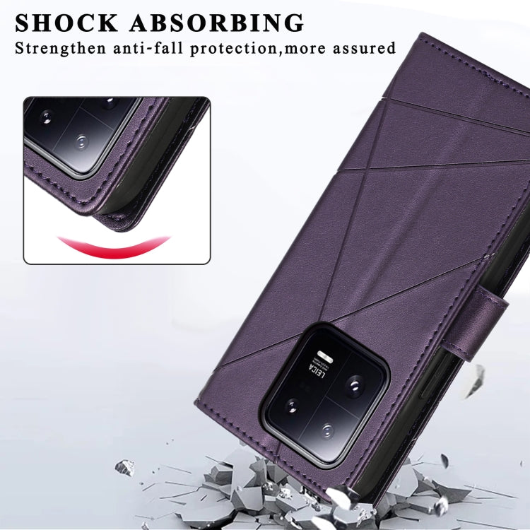 For Xiaomi 13 Pro PU Genuine Leather Texture Embossed Line Phone Case(Purple)