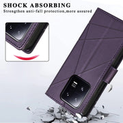 For Xiaomi 13 Pro PU Genuine Leather Texture Embossed Line Phone Case(Purple)