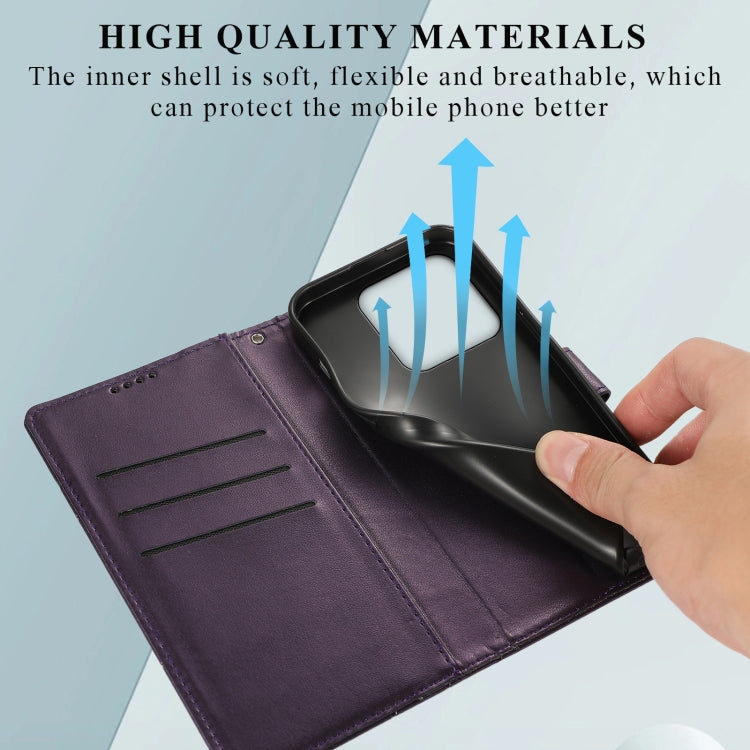 For Xiaomi 13 Pro PU Genuine Leather Texture Embossed Line Phone Case(Purple)