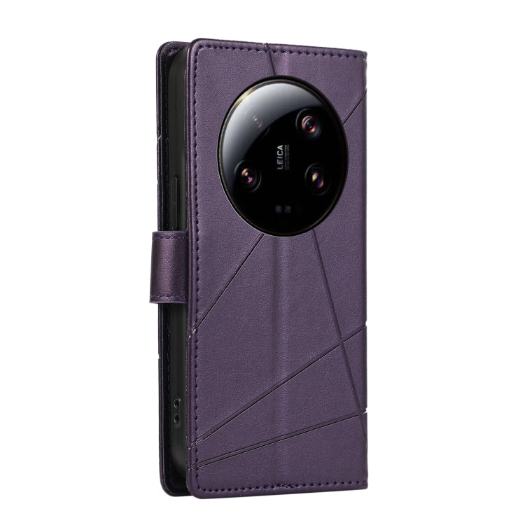 For Xiaomi 13 Ultra PU Genuine Leather Texture Embossed Line Phone Case(Purple)