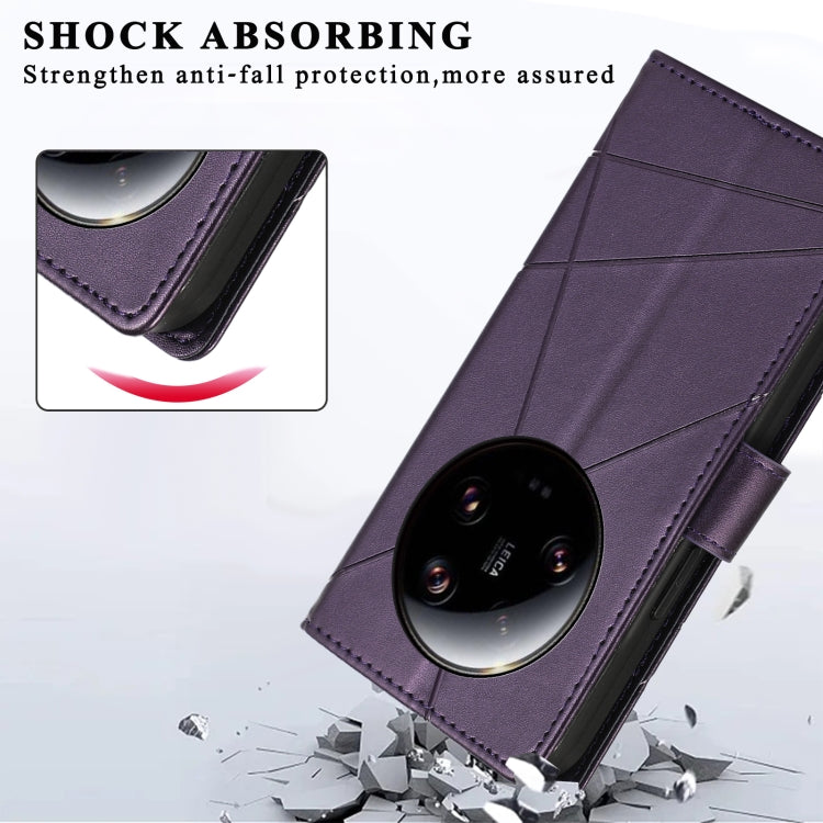 For Xiaomi 13 Ultra PU Genuine Leather Texture Embossed Line Phone Case(Purple)