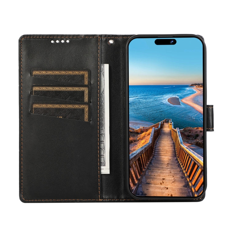 For Xiaomi 13 Lite PU Genuine Leather Texture Embossed Line Phone Case(Black)