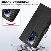 For Xiaomi 13 Lite PU Genuine Leather Texture Embossed Line Phone Case(Black)