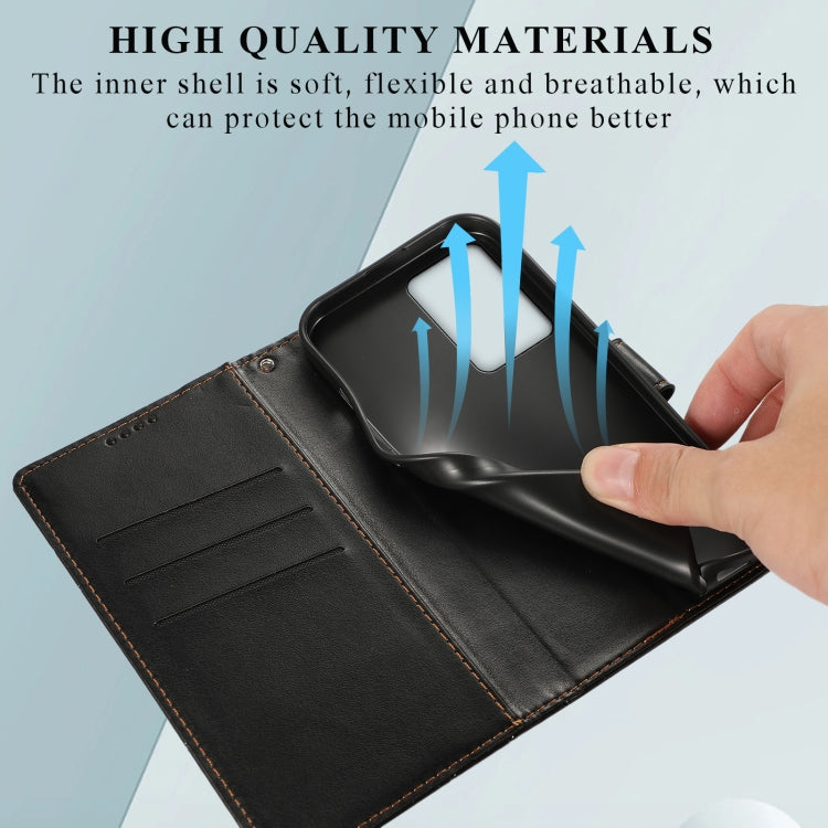 For Xiaomi 13 Lite PU Genuine Leather Texture Embossed Line Phone Case(Black)