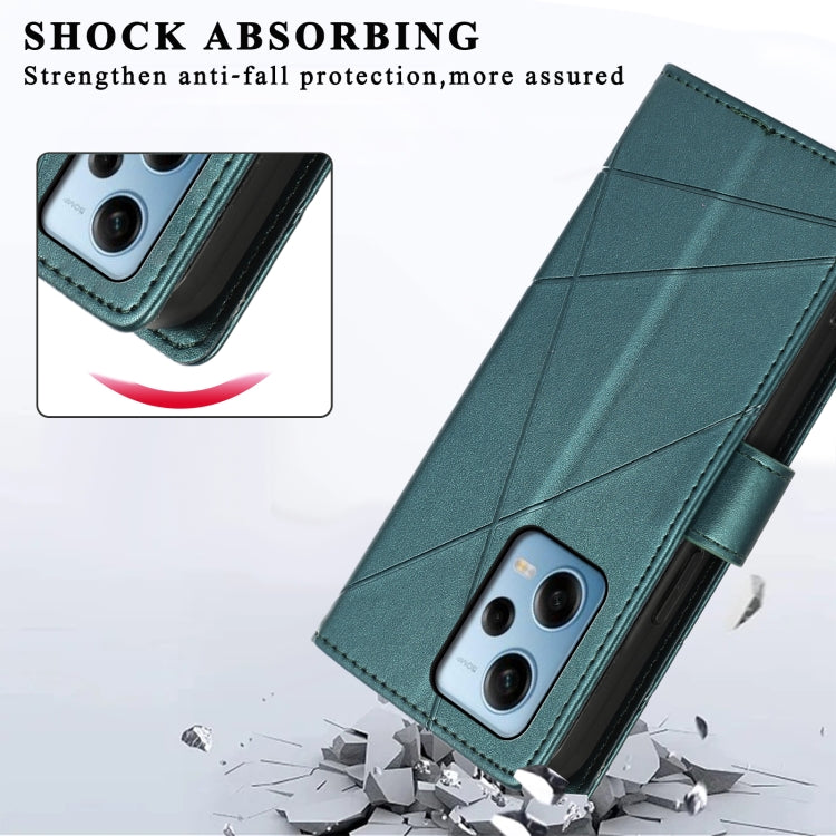 For Xiaomi Redmi Note 12 Pro 5G Global PU Genuine Leather Texture Embossed Line Phone Case(Green)