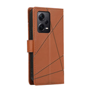 For Xiaomi Redmi Note 12 Pro+ 5G Global PU Genuine Leather Texture Embossed Line Phone Case(Brown)