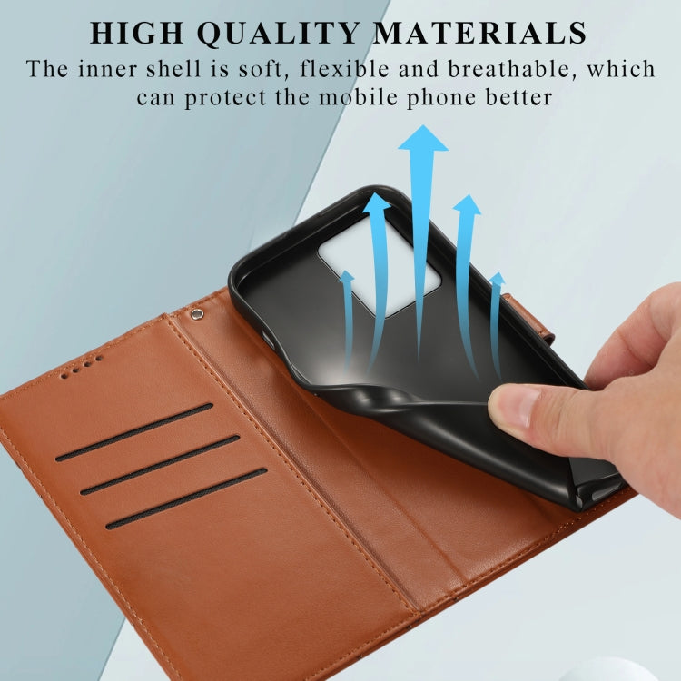For Xiaomi Redmi Note 12 Pro+ 5G Global PU Genuine Leather Texture Embossed Line Phone Case(Brown)