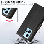 For Xiaomi Redmi Note 12 4G PU Genuine Leather Texture Embossed Line Phone Case(Black)