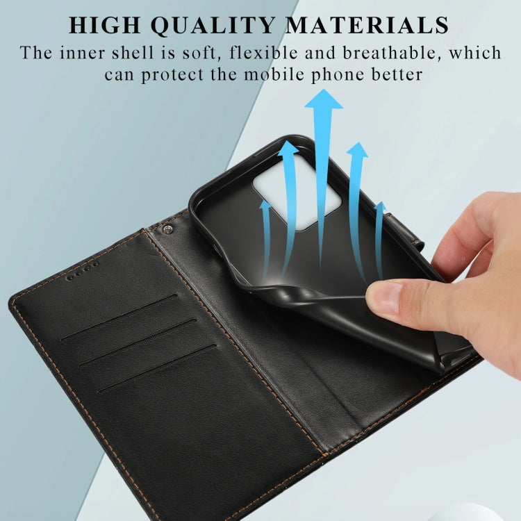 For Xiaomi Redmi Note 12 4G PU Genuine Leather Texture Embossed Line Phone Case(Black)