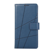 For Xiaomi Redmi Note 13 Pro+ PU Genuine Leather Texture Embossed Line Phone Case(Blue)