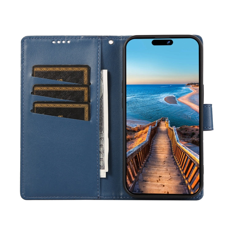For Xiaomi Redmi Note 13 Pro+ PU Genuine Leather Texture Embossed Line Phone Case(Blue)