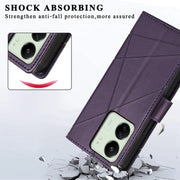 For Xiaomi Redmi 13C PU Genuine Leather Texture Embossed Line Phone Case(Purple)