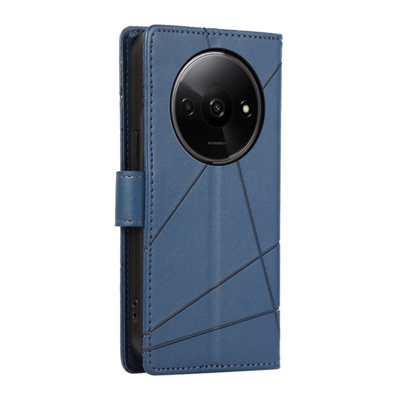 For Xiaomi Redmi A3 PU Genuine Leather Texture Embossed Line Phone Case(Blue)
