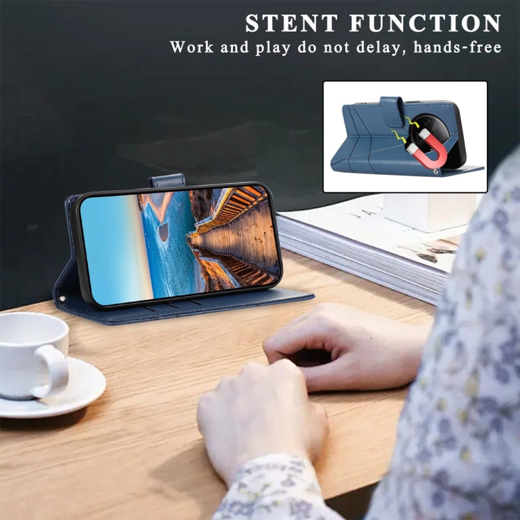For Xiaomi Redmi A3 PU Genuine Leather Texture Embossed Line Phone Case(Blue)
