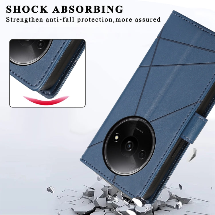 For Xiaomi Redmi A3 PU Genuine Leather Texture Embossed Line Phone Case(Blue)