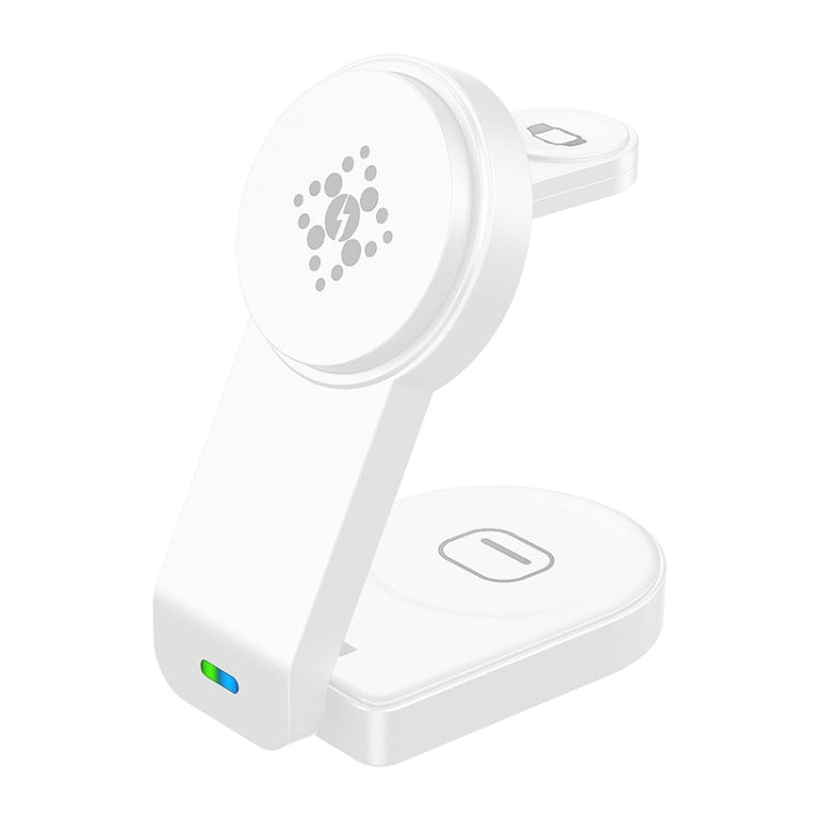 B-23 3 in 1 Foldable Magnetic Wireless Charger Phone Holder, Plug:US Plug(White)