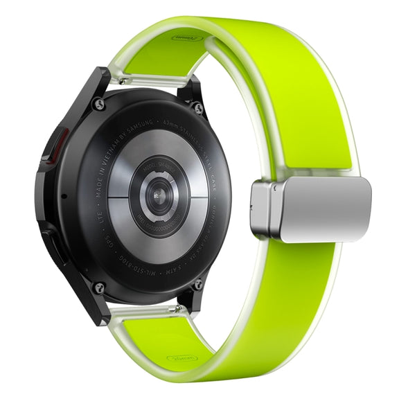 For Samsung Galaxy Watch6 / 5 / 4 Translucent Magnetic Silver Buckle Silicone Watch Band(Green)