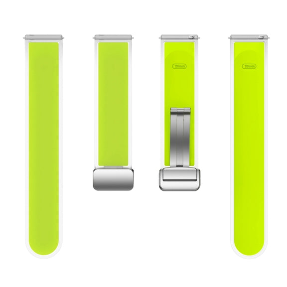 For Samsung Galaxy Watch6 / 5 / 4 Translucent Magnetic Silver Buckle Silicone Watch Band(Green)