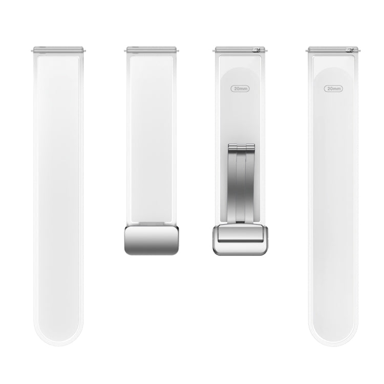 For Samsung Galaxy Watch6 / 5 / 4 Translucent Magnetic Silver Buckle Silicone Watch Band(White)