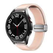 For Samsung Galaxy Watch6 / 5 / 4 Translucent Magnetic Silver Buckle Silicone Watch Band(Pink)