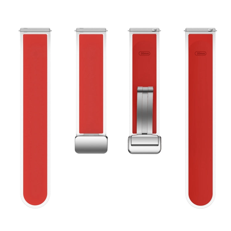 For Samsung Galaxy Watch6 / 5 / 4 Translucent Magnetic Silver Buckle Silicone Watch Band(Red)