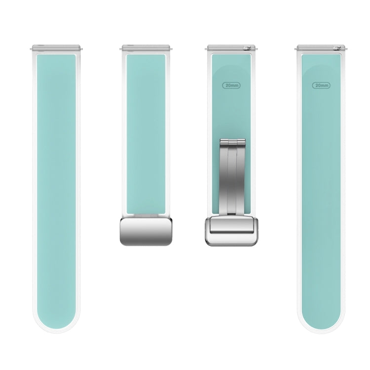 For Samsung Galaxy Watch6 / 5 / 4 Translucent Magnetic Silver Buckle Silicone Watch Band(Light Green)