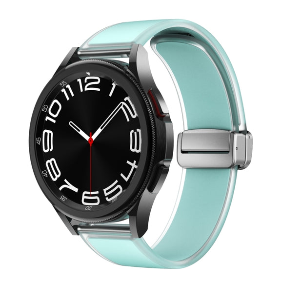 For Samsung Galaxy Watch6 / 5 / 4 Translucent Magnetic Silver Buckle Silicone Watch Band(Light Green)