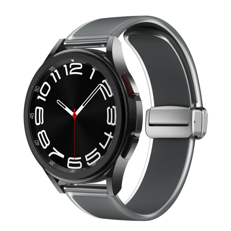 For Samsung Galaxy Watch6 / 5 / 4 Translucent Magnetic Silver Buckle Silicone Watch Band(Space Grey)