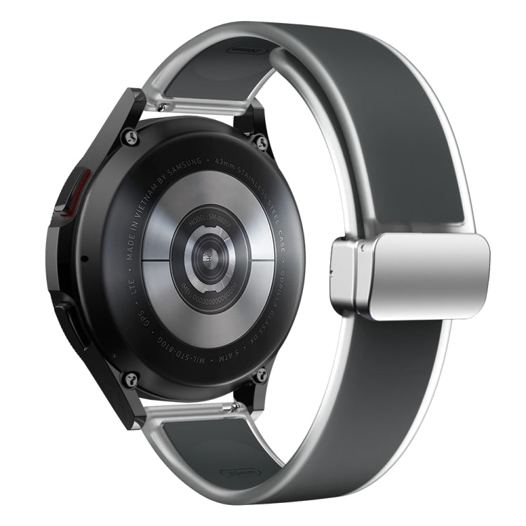 For Samsung Galaxy Watch6 / 5 / 4 Translucent Magnetic Silver Buckle Silicone Watch Band(Space Grey)