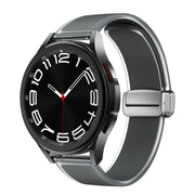 For Samsung Galaxy Watch6 / 5 / 4 Translucent Magnetic Silver Buckle Silicone Watch Band(Space Grey)