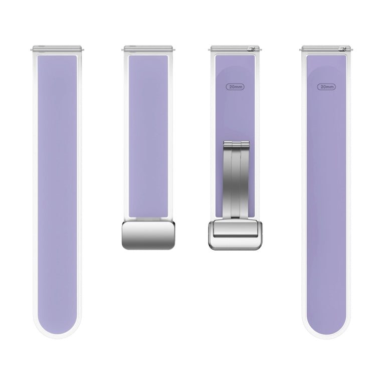 For Samsung Galaxy Watch6 / 5 / 4 Translucent Magnetic Silver Buckle Silicone Watch Band(Purple)