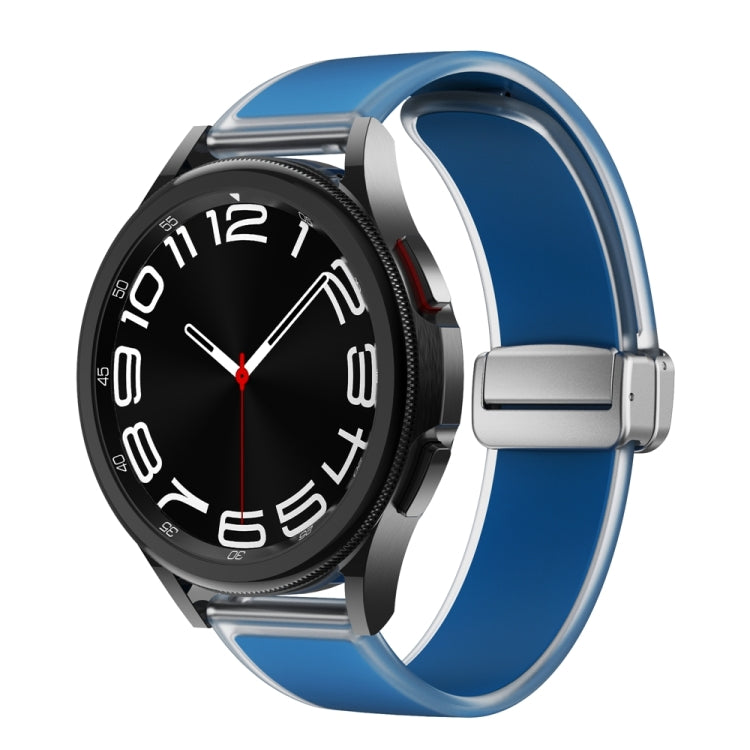 For Samsung Galaxy Watch6 / 5 / 4 Translucent Magnetic Silver Buckle Silicone Watch Band(Rock Blue)