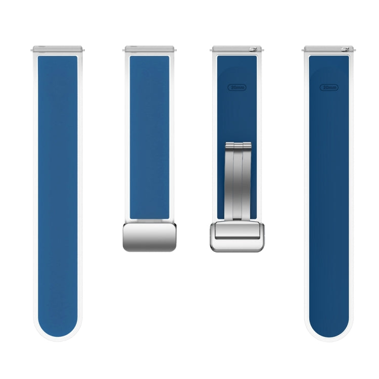 For Samsung Galaxy Watch6 / 5 / 4 Translucent Magnetic Silver Buckle Silicone Watch Band(Rock Blue)