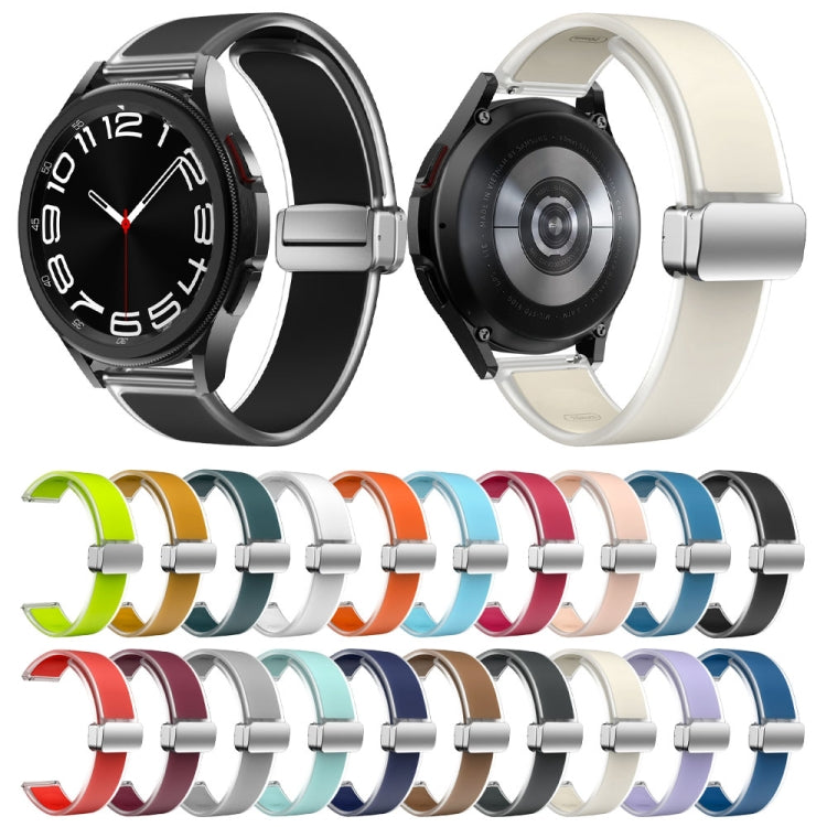 For Samsung Galaxy Watch6 / 5 / 4 Translucent Magnetic Silver Buckle Silicone Watch Band(Light Green)