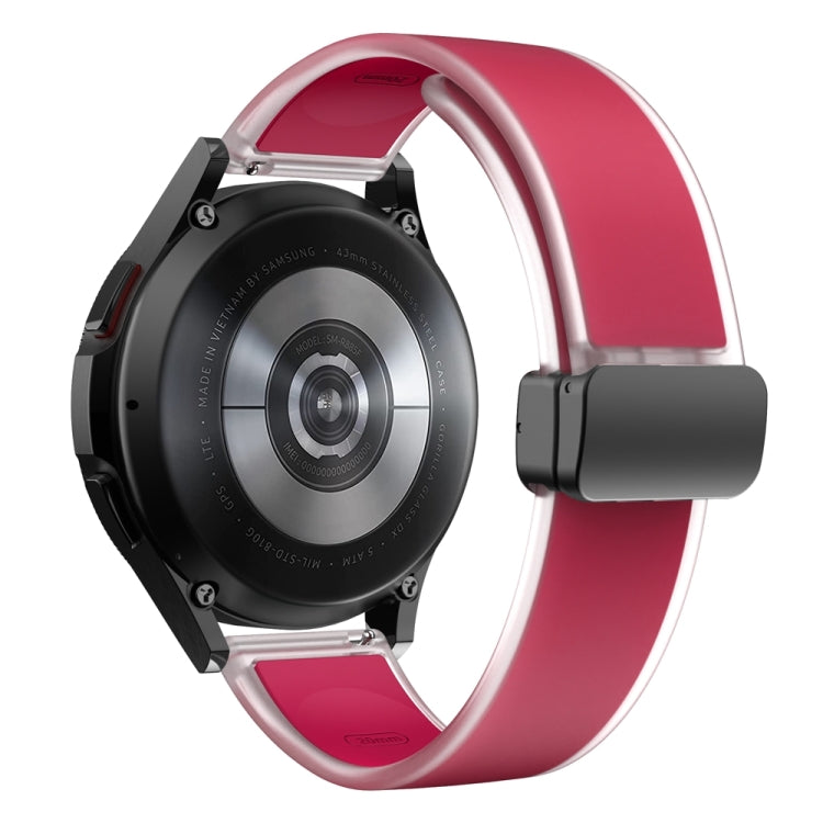For Samsung Galaxy Watch6 / 5 / 4 Translucent Magnetic Black Buckle Silicone Watch Band(Magenta)
