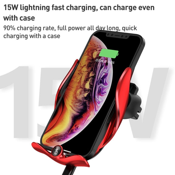 M1 Electric Opening/Closing Wireless Fast Charging Air Outlet Car Holder(Black)