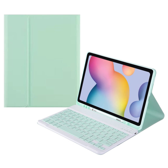 For Samsung Galaxy Tab S9 FE Square Cap Bluetooth Keyboard Leather Case with Pen Slot(Green)